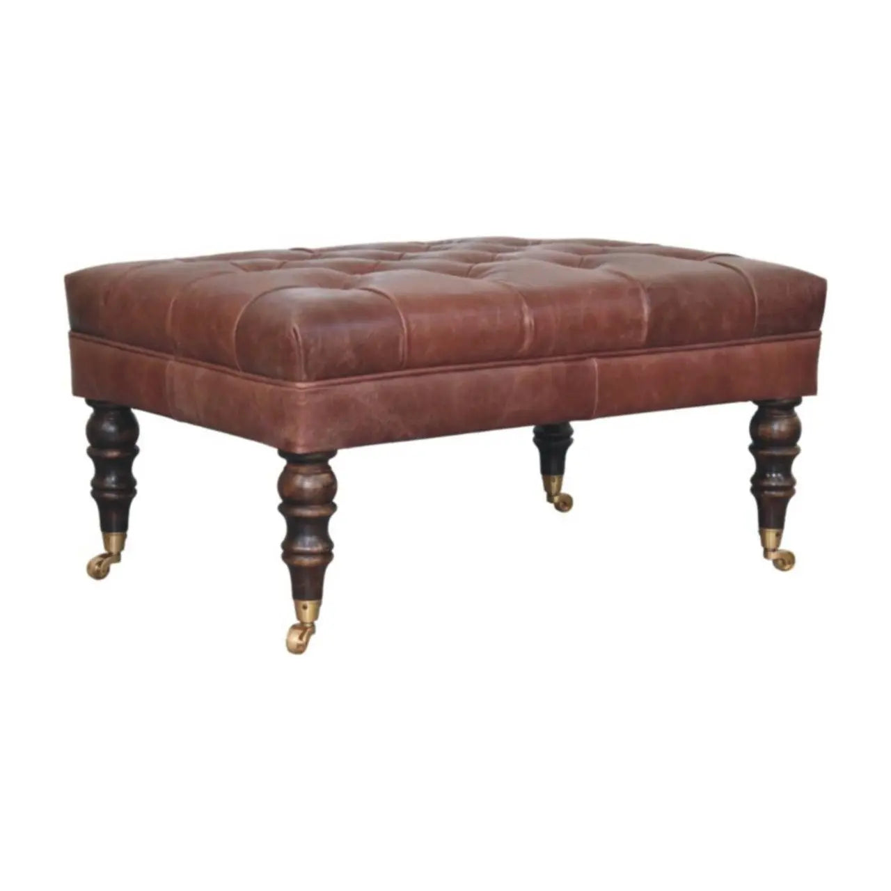 Buffalo - Leather Ottoman With Castor Legs Artisan Furniture