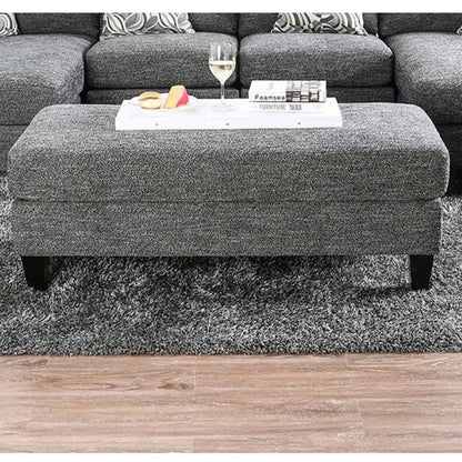 Ottoman With Plush Seat Living Room Furniture - Gray Home Essentials