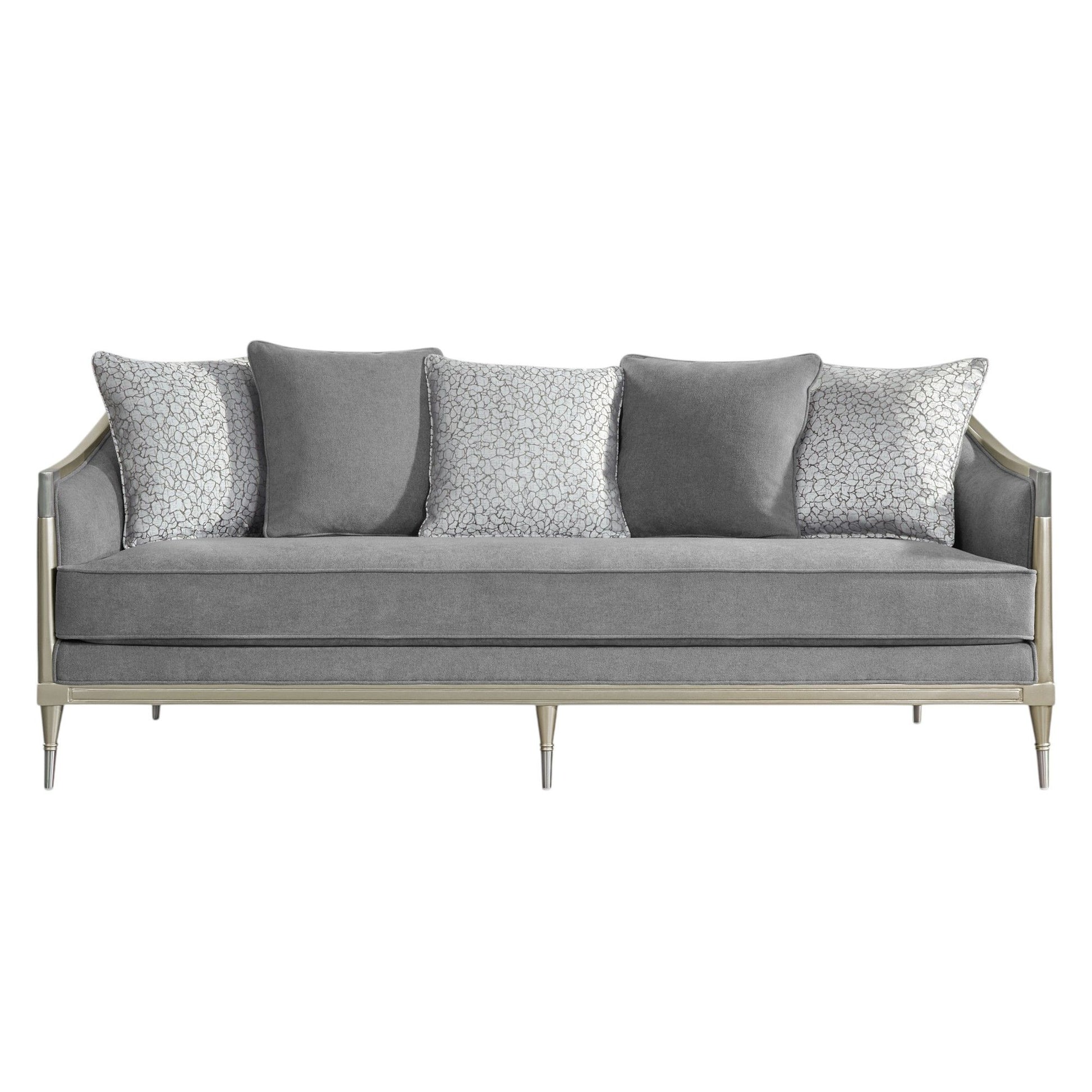 Fernando - Sofa With 5 Pillows - Champagne / Gray Acme