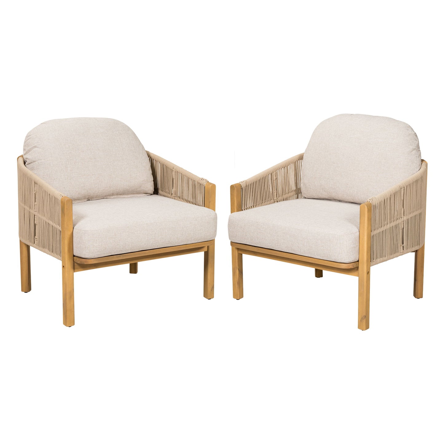 Grotta - Outdoor Wood Club Chair (Set of 2) Noble House