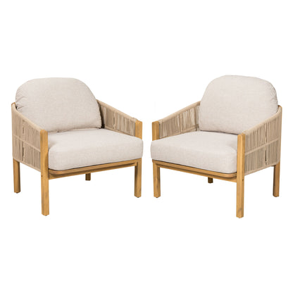 Grotta - Outdoor Wood Club Chair (Set of 2) Noble House