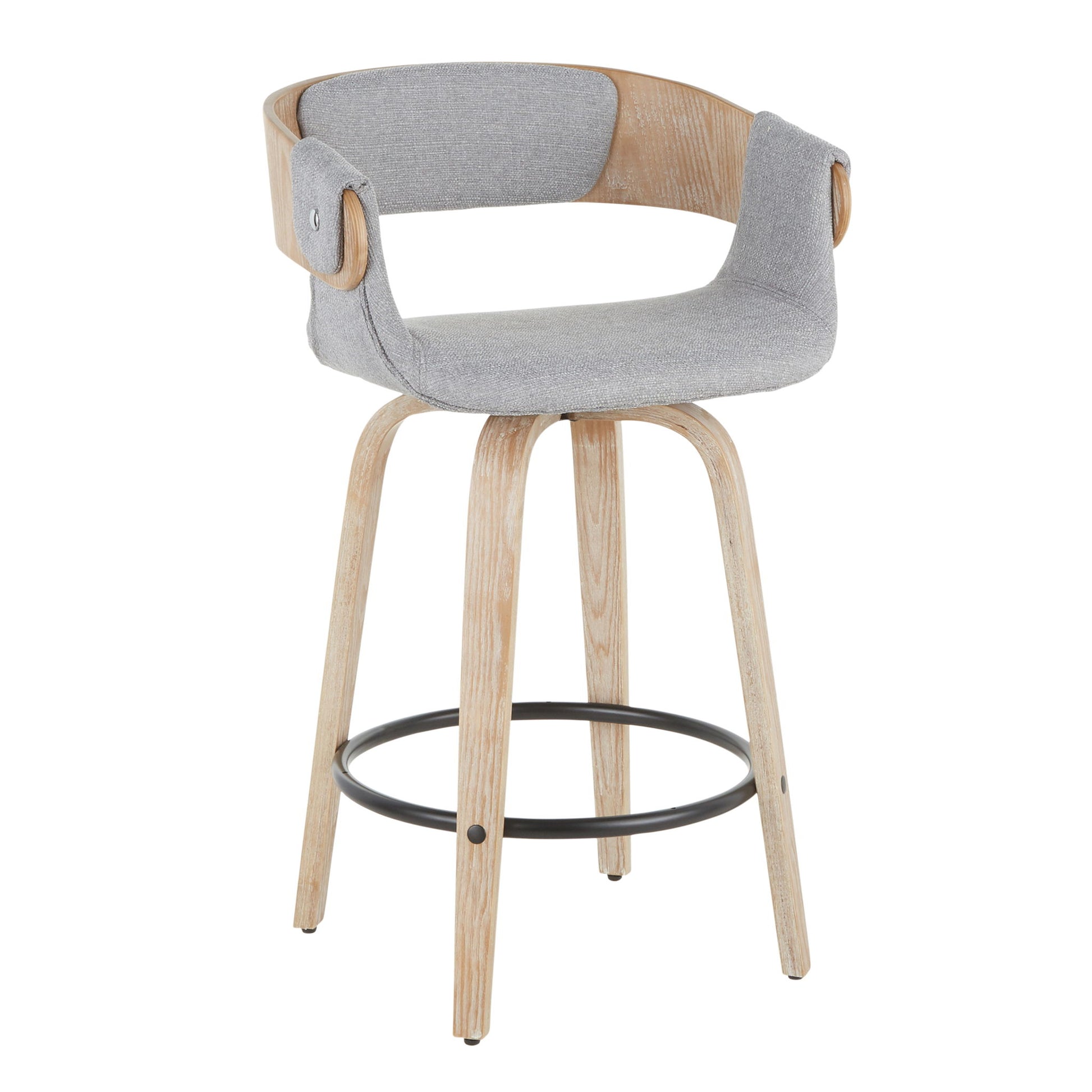 Elisa - Farmhouse Counter Stool (Set of 2) - White Washed / Gray Lumi Source