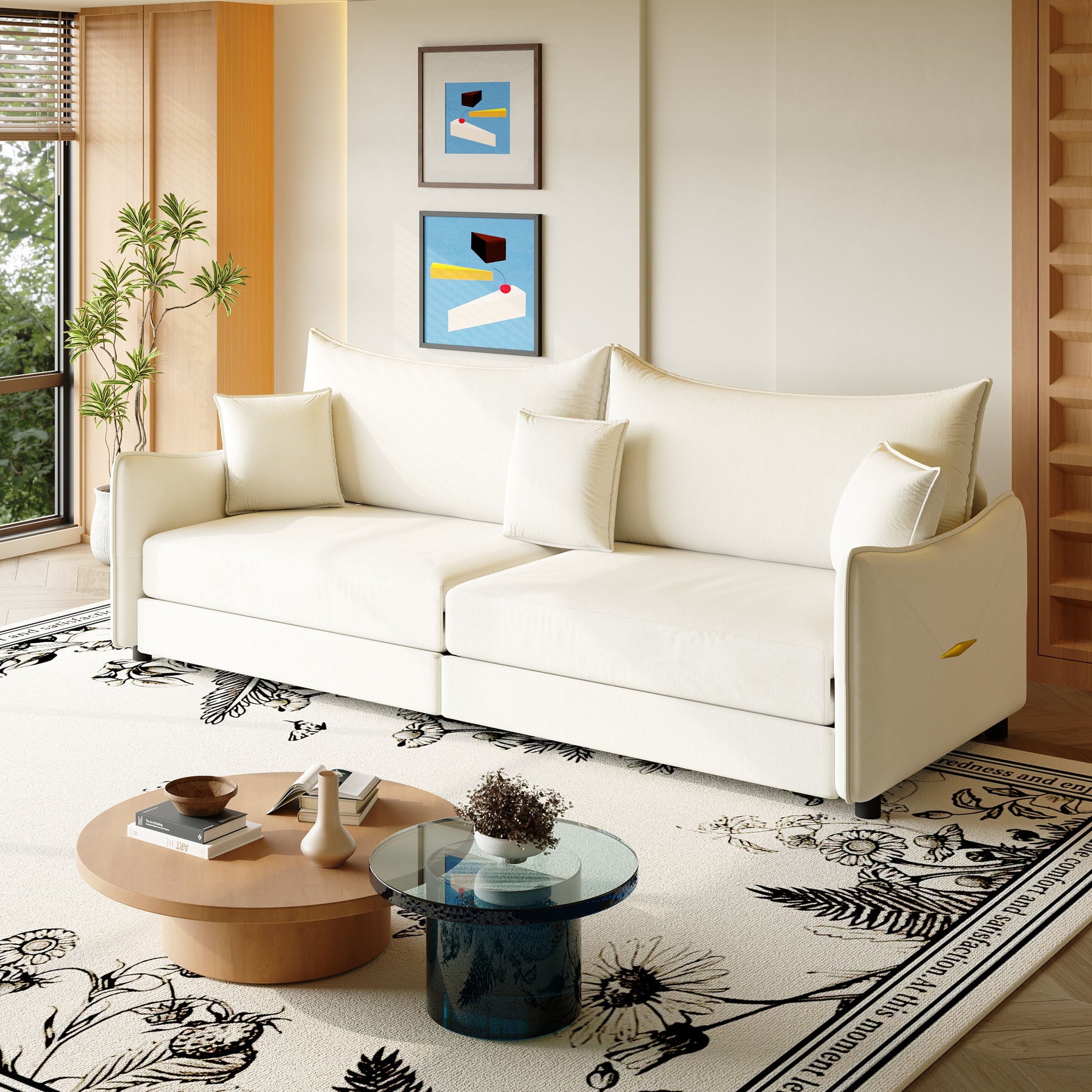 King Pull Out Sofa Bed, 3-In-1 Convertible Bed With 3 Pillows Home Essentials