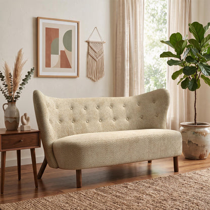 Nordic Chair Laid Back Loveseats With Curved Backres, No Armrests Home Essentials