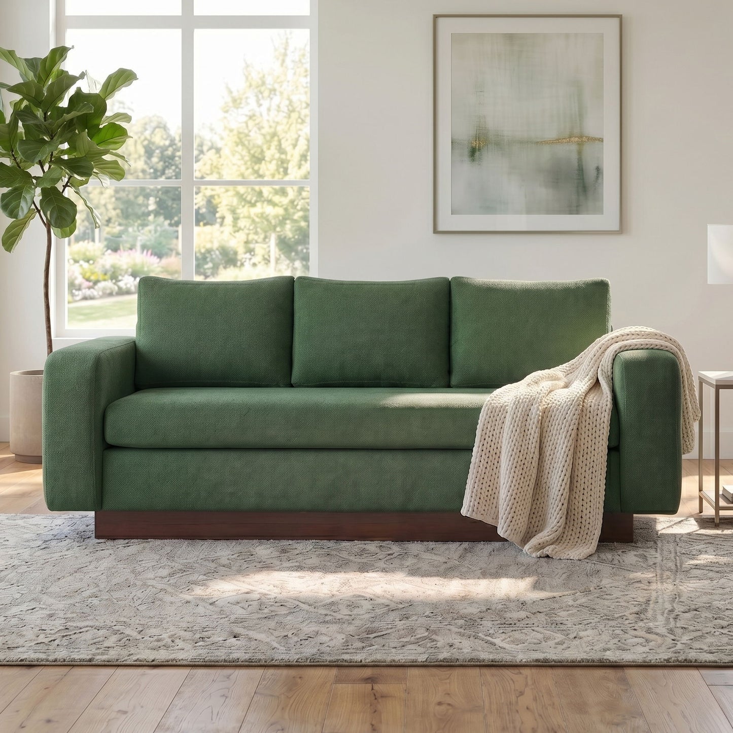 Modern 3 Seater Sofa, Living Room Couch Noble House