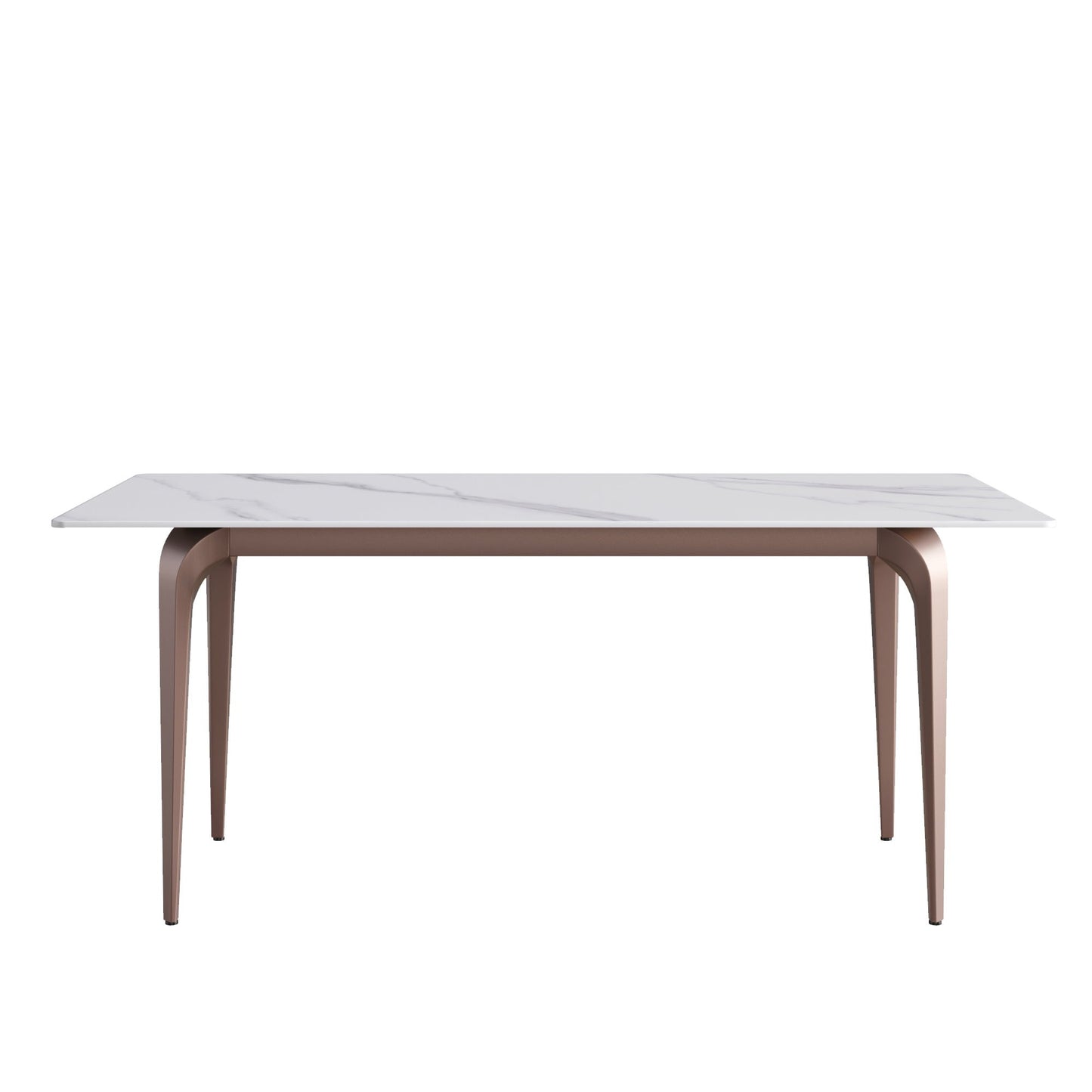 70.87" Modern Artificial Stone Straight Edge Metal Leg Dining Table, Can Accommodate 6-8 People - White