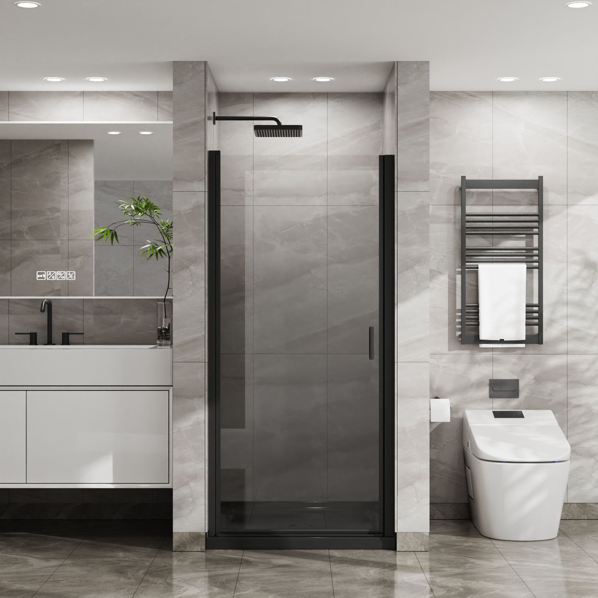 Pivot Shower Door, Tempered Glass, Semi Frameless Daily Nest