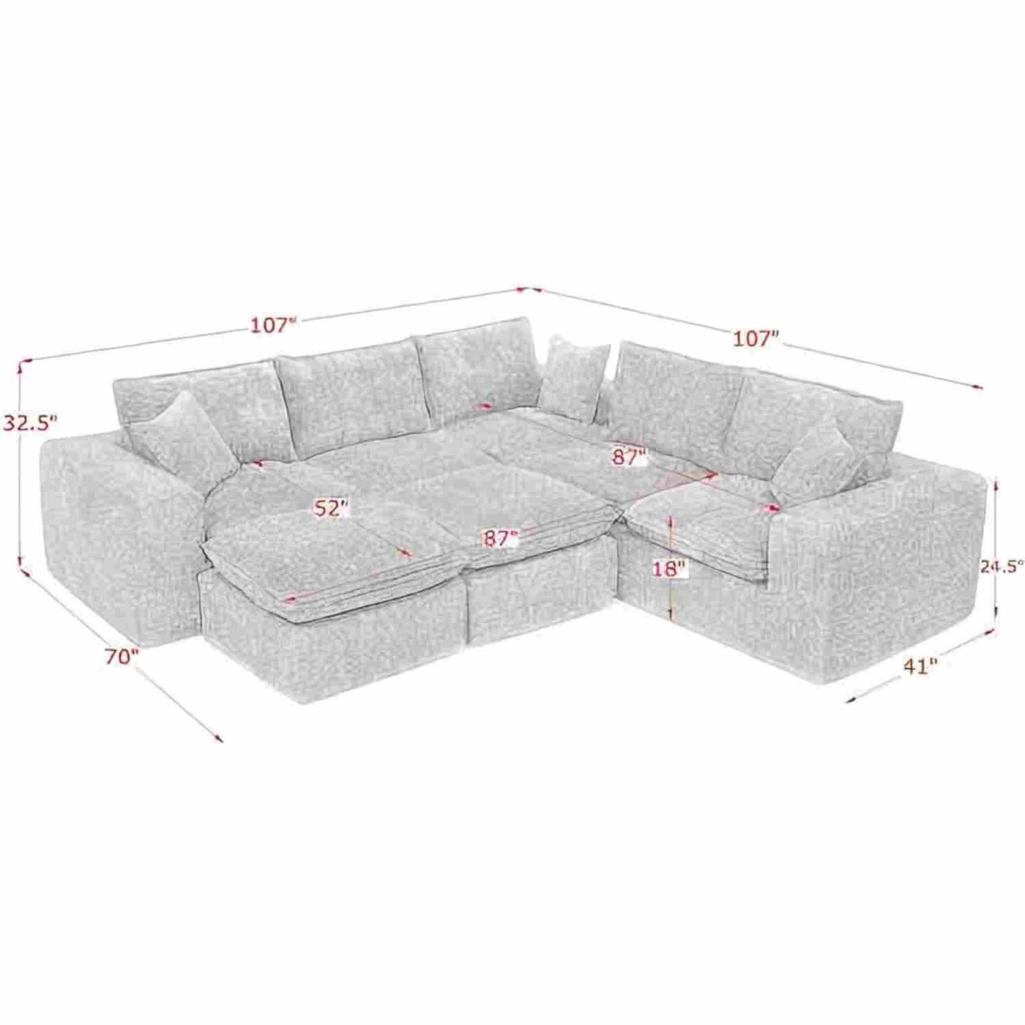 Sectional Sofa With Moveable Ottoman Home Essentials