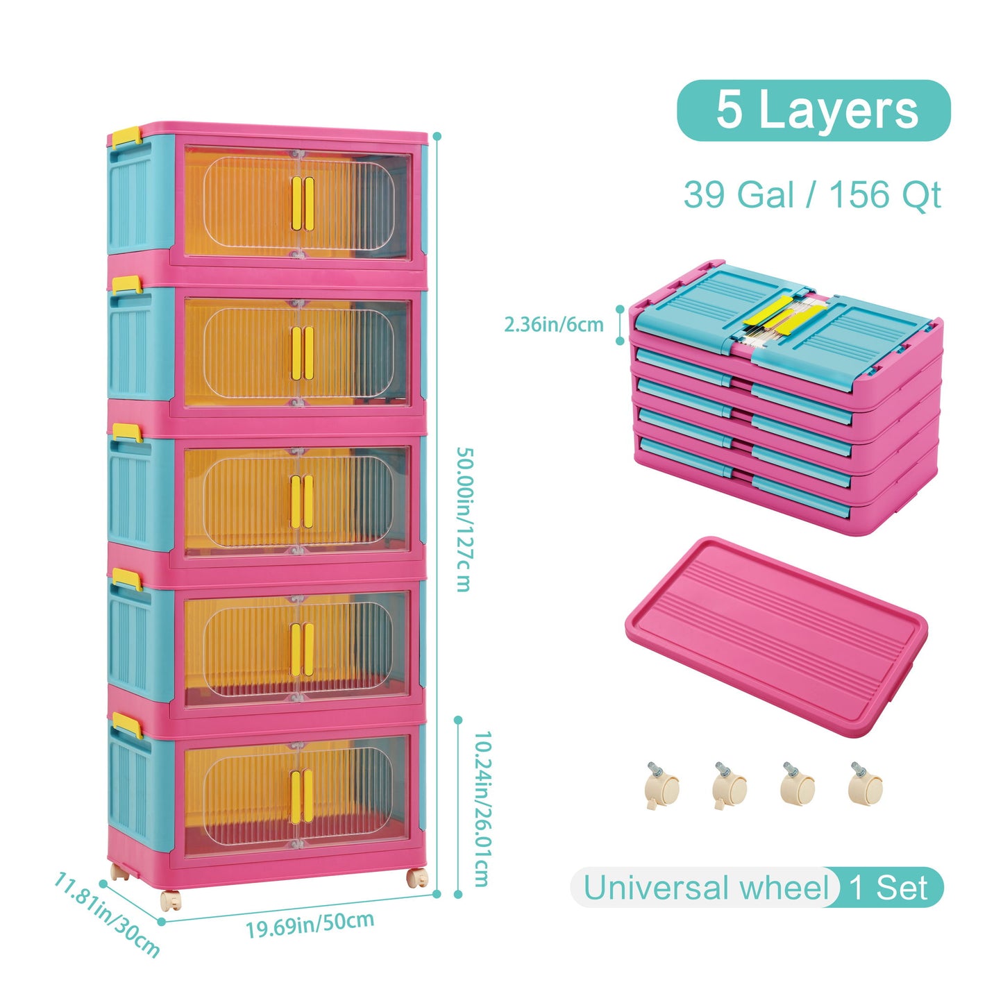 Folding Storage Cabinet With Magnetic Doors And Wheels Home Essentials