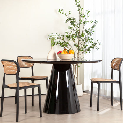 Modern High Gloss Minimalist Round Dining Table - Black Home Essentials