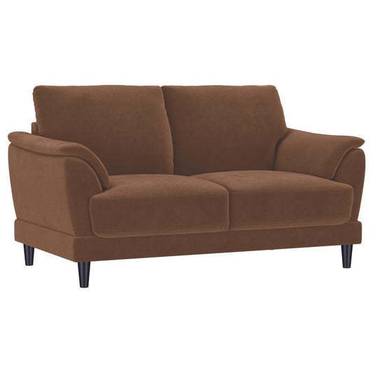 Selma - Velvet Upholstered Crescent Arm Loveseat - Rust Coaster Fine Furniture