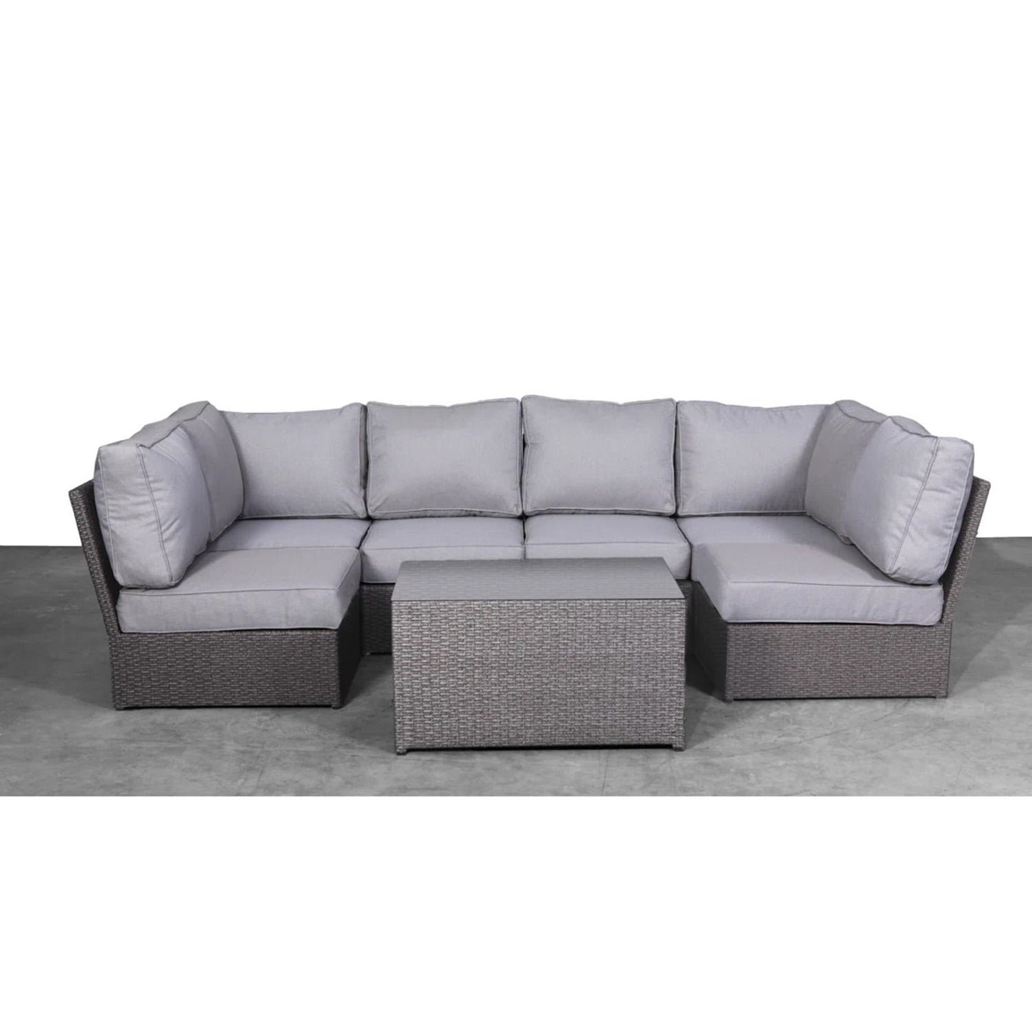 Comfortable Modern Patio Rattan Sectional Set With Cushions LSI Patio Furniture