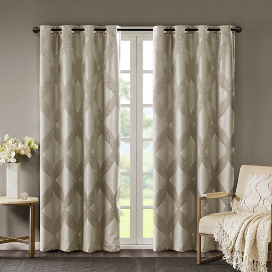 Bentley - Ogee Knitted Total Blackout Panel - Taupe SunSmart
