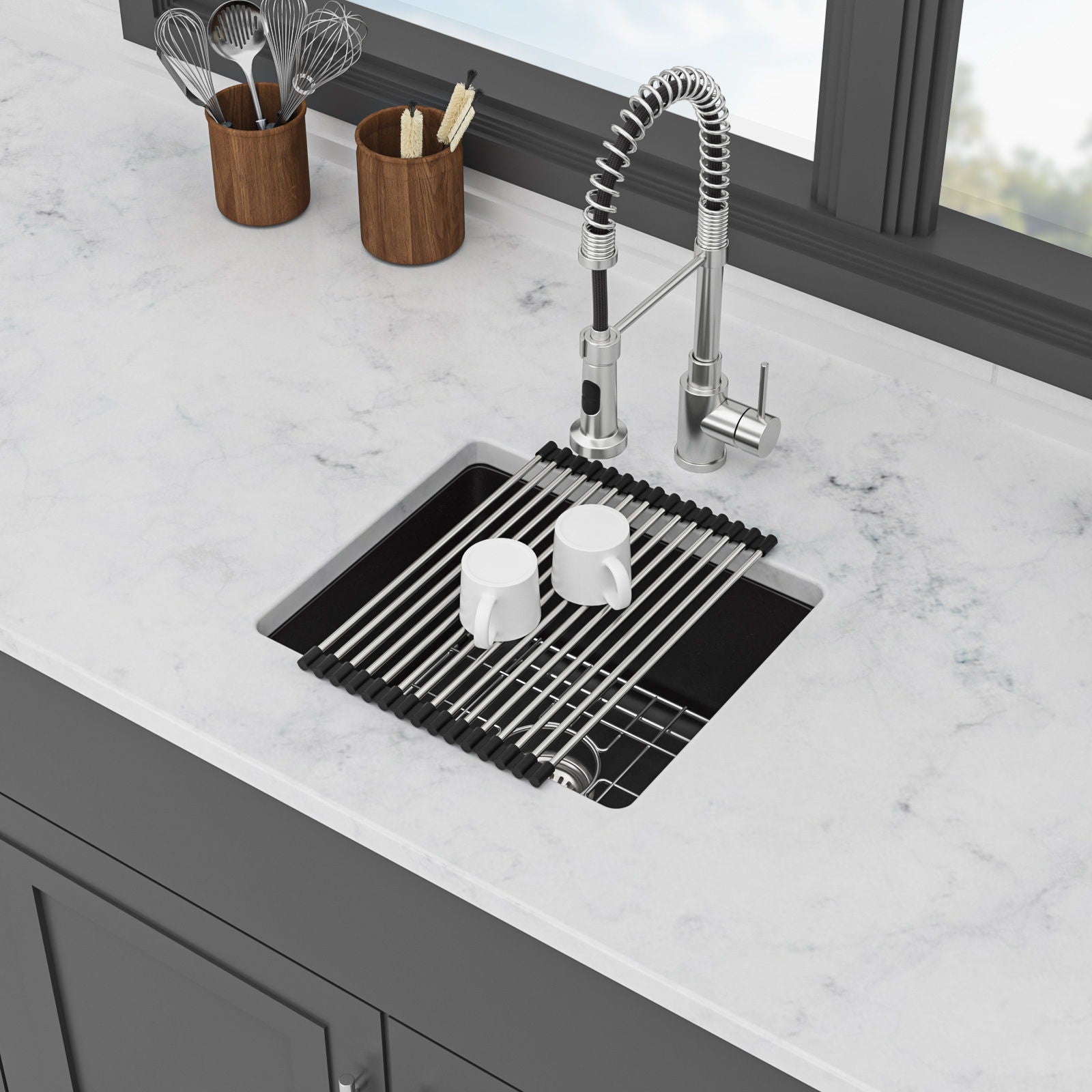 Modern Quartz Kitchen Sink Undermount Granite Composite Daily Nest