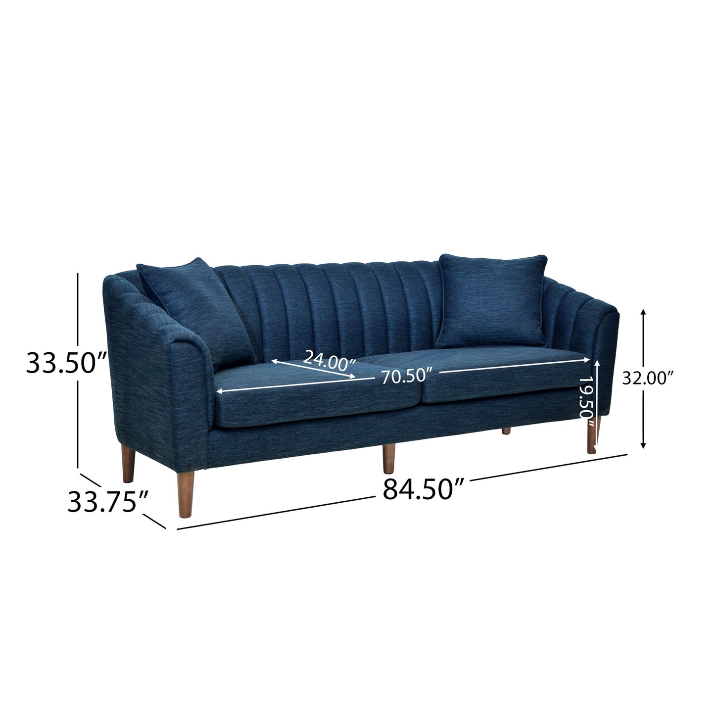 Contemporary 3 Seater Sofa With Accents Noble House