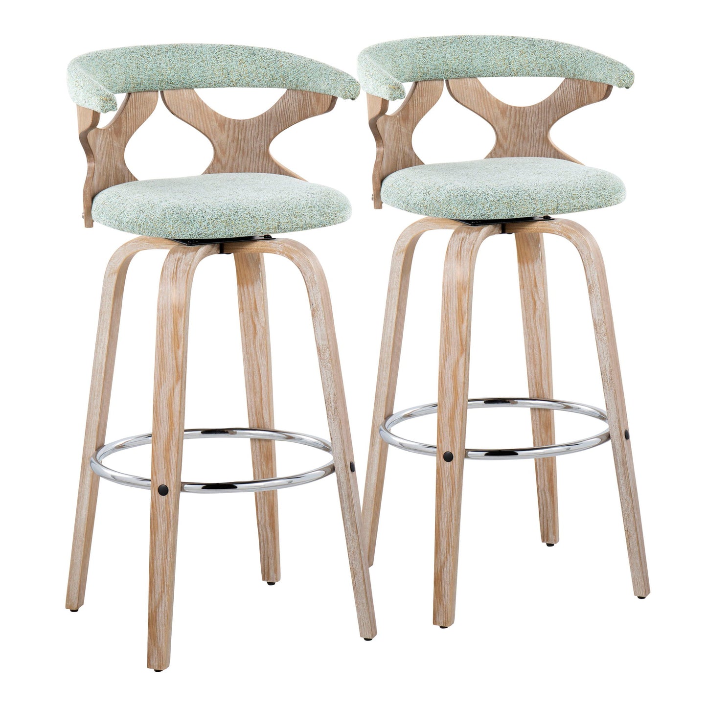 Gardenia - Contemporary Fixed Height Barstool With Swivel With Round Footrest (Set of 2) Lumi Source