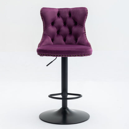 Swivel Velvet Barstools Adjusatble Seat Height, Modern Upholstered Bar Stools With Backs Comfortable Tufted For Home Pub And Kitchen Island (Set of 2) Home Essentials