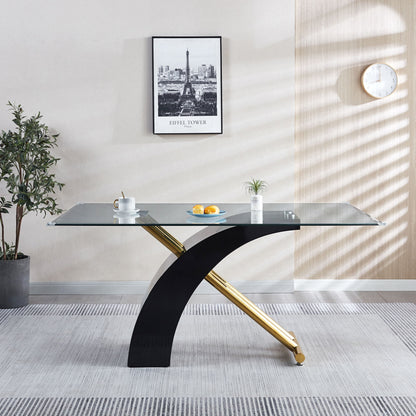 Stylish Dining Room Table, Luxury Glass Top Dining Table, Modern Design For Your House - Black Home Essentials