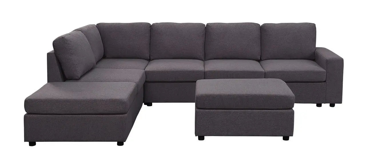 Cassia - 7 Seat Reversible Modular Sectional Sofa With Ottoman Lilola Home