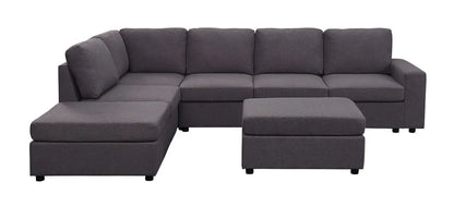 Cassia - 7 Seat Reversible Modular Sectional Sofa With Ottoman Lilola Home