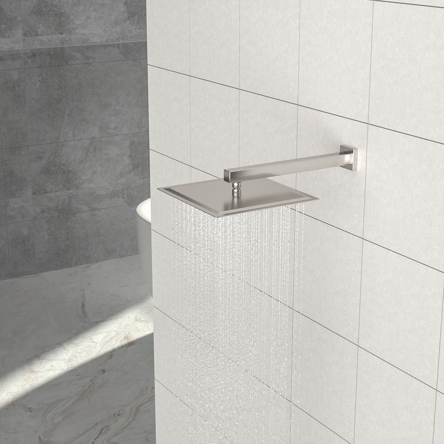 Ultra Thin Square Rainfall Shower Head Stainless Steel, Wall Or Ceiling Mount Daily Nest