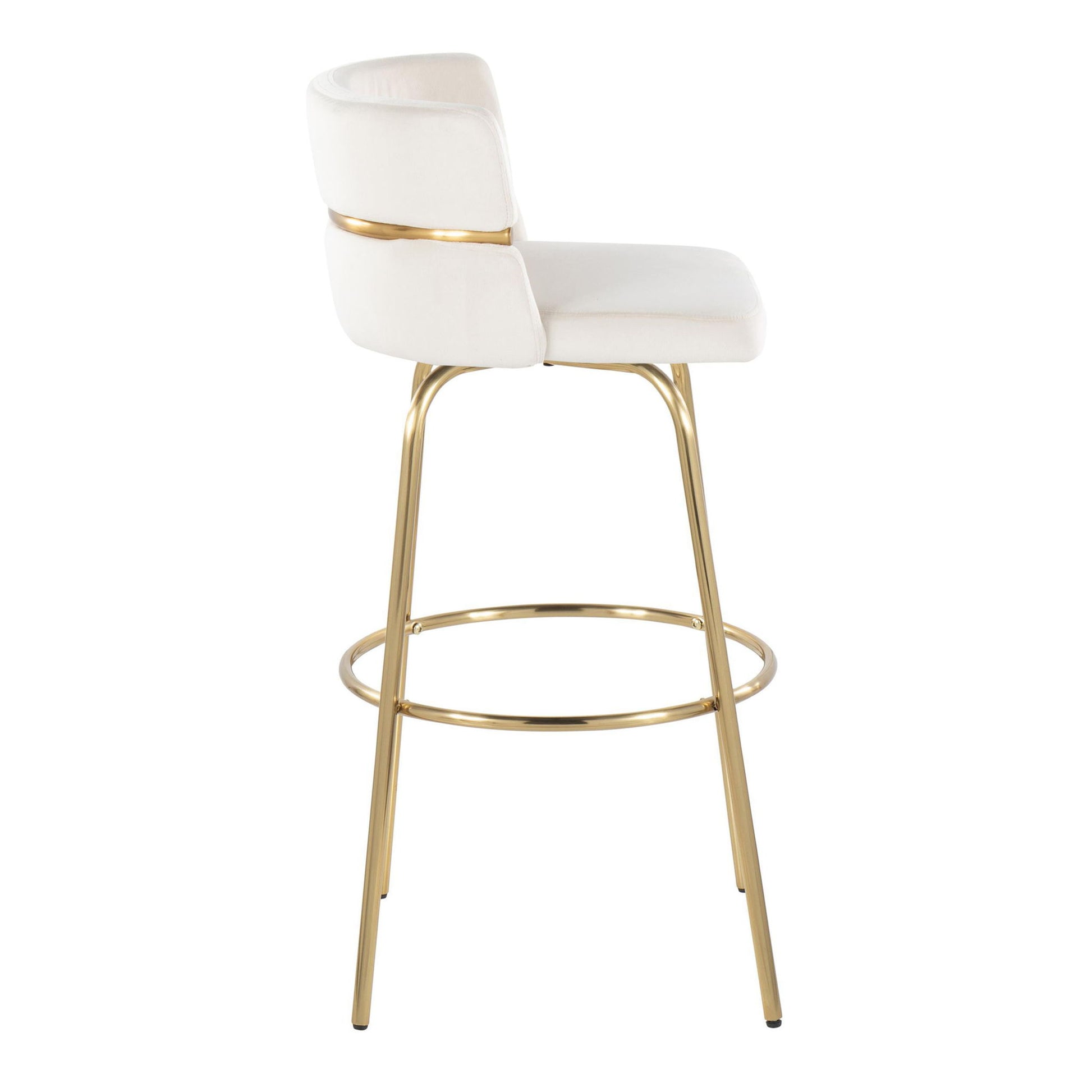Cinch - Glam / Art Deco Fixed Height Barstool With Swivel With Round Footrest (Set of 2) Lumi Source