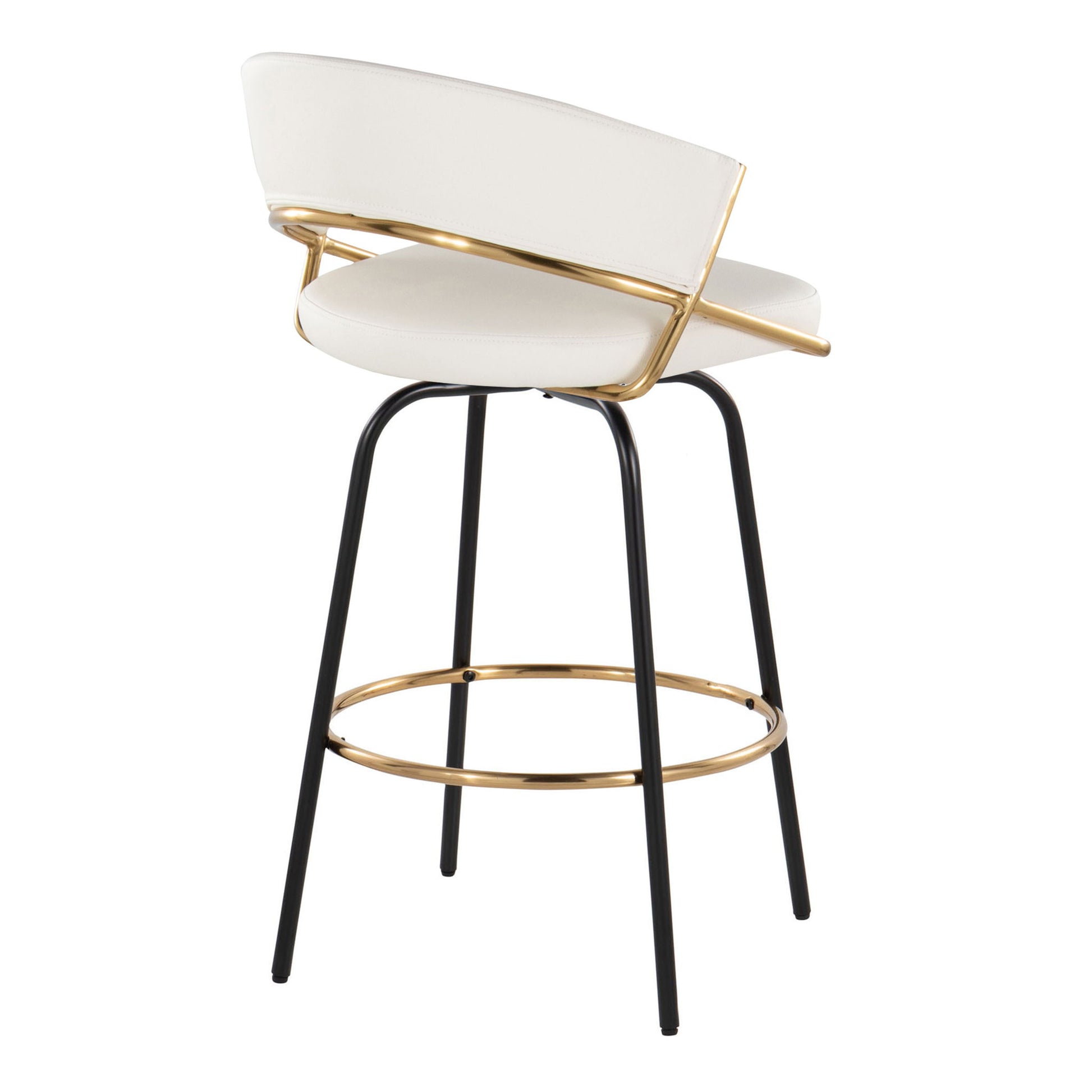 Jie - Fixed Height Contemporary Counter Stool With Swivel Round Footrest (Set of 2) Lumi Source
