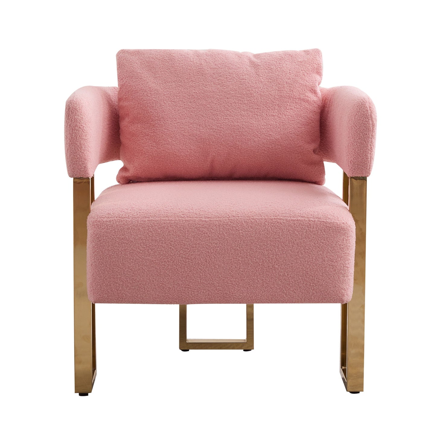 Modern Decorative Chair Teddy Fleece Upholstered And Metal Foot Home Essentials