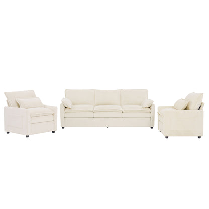 Modern Sofa Set With Double Layer Cushion And Side Storage Pockets Hearth and Haven