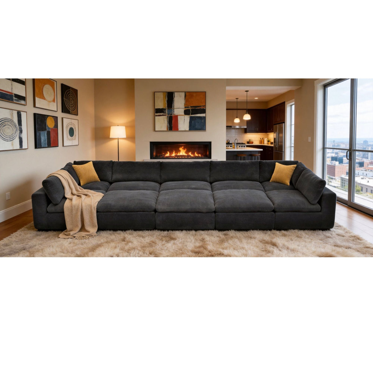 Custom Configuration Modular Sectional With Toss Pillows Home Essentials