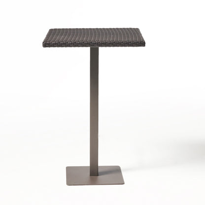 Outdoor Square Rattan Bar Table With Iron Frame - Multi Brown Noble House