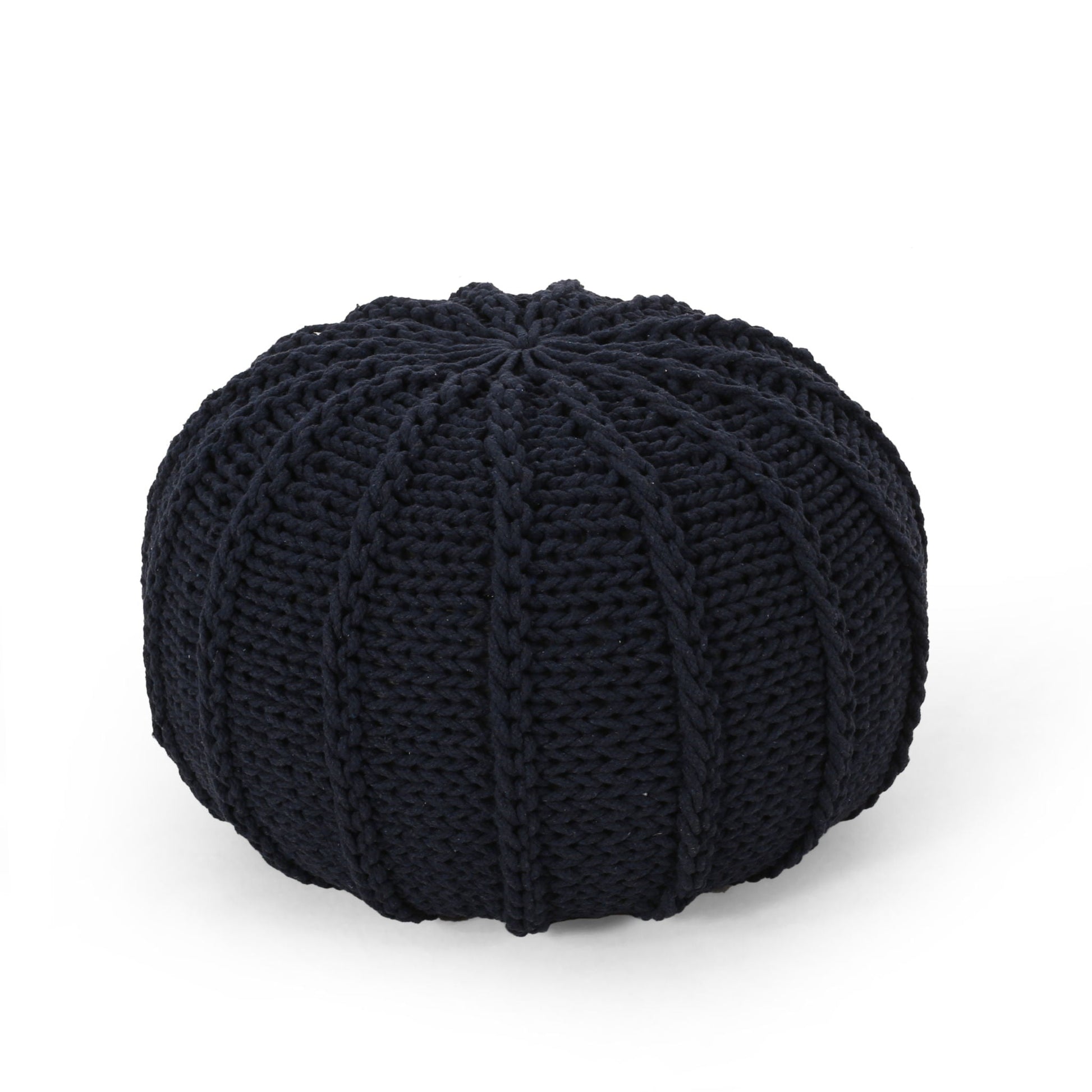 Bordeaux - Knitted Cotton Round Pouf Ottoman And Floor Cushion Home Essentials