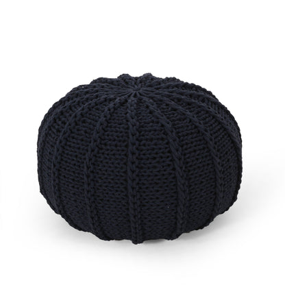 Bordeaux - Knitted Cotton Round Pouf Ottoman And Floor Cushion Home Essentials
