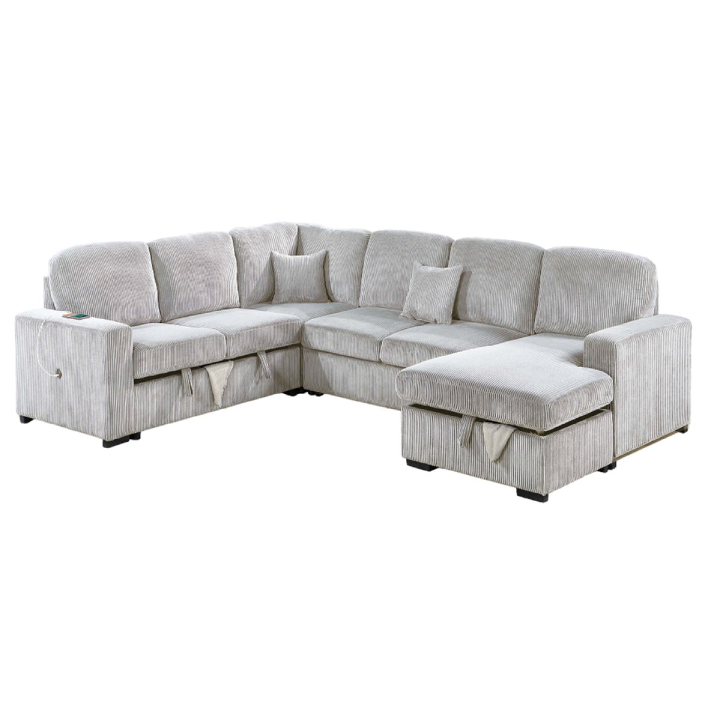 Modern Design Convertible Sectional Storage Bed With USB Port Home Essentials