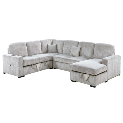 Modern Design Convertible Sectional Storage Bed With USB Port Home Essentials
