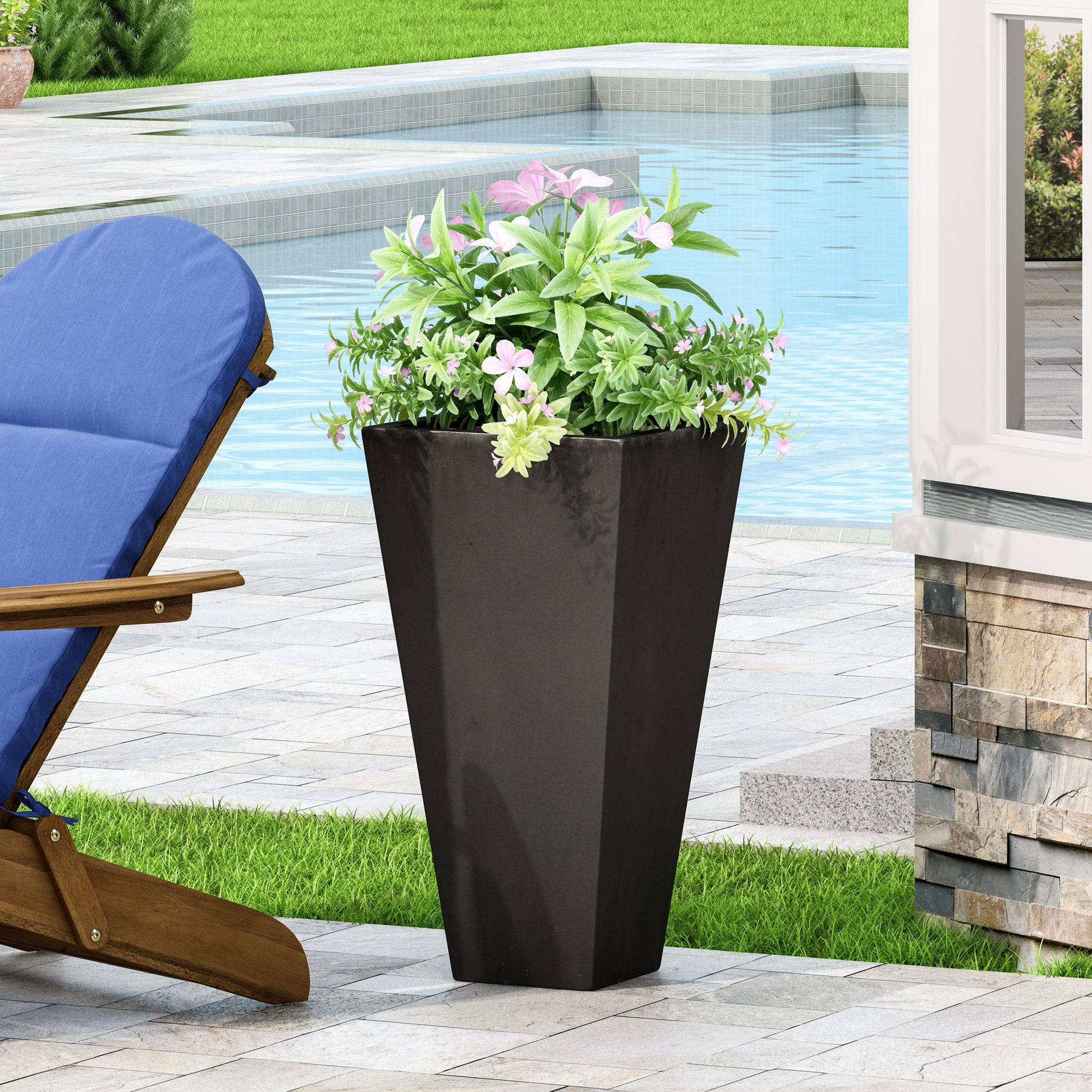 Outdoor Modern Cast Stone Planter Noble House
