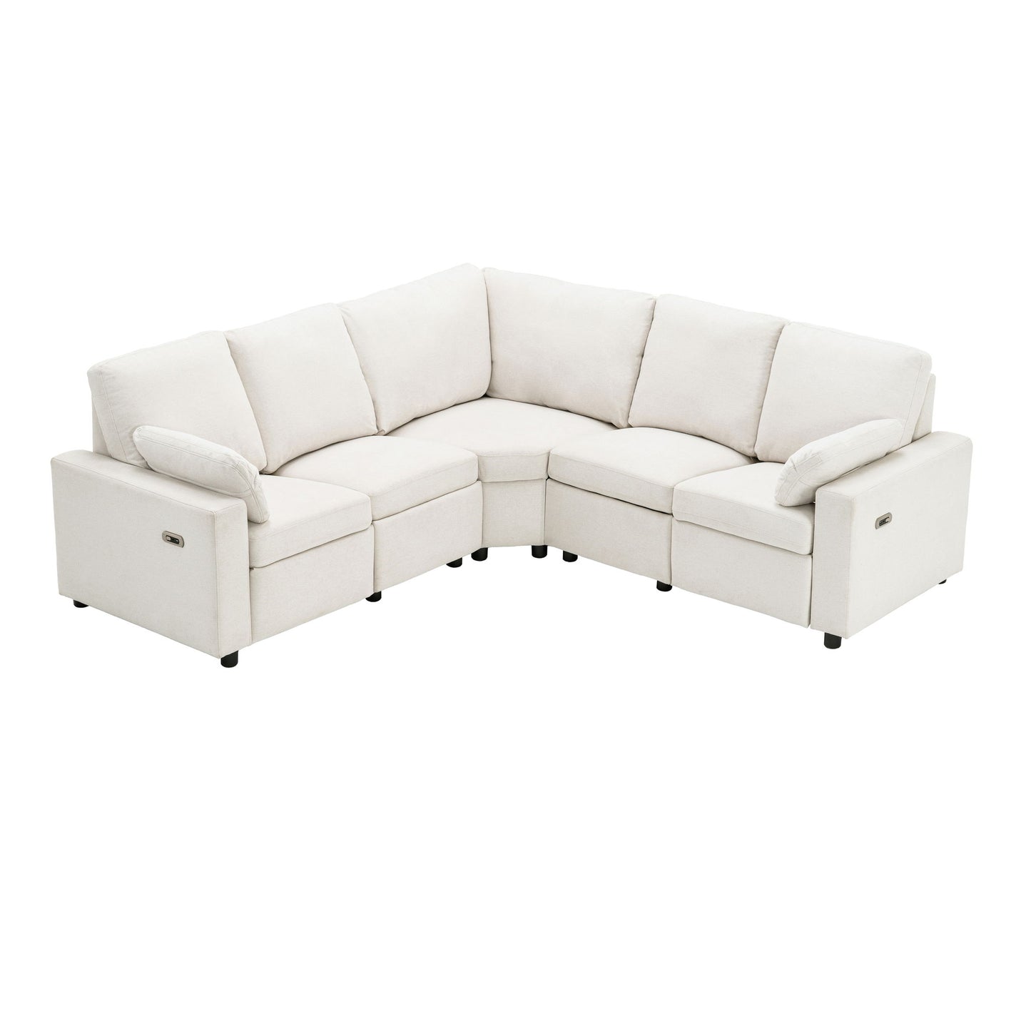 Power Recliner Sectional Sofa Home Theater Reclining Sofa With Two USB Ports, Two Storage Drawers For Living Room Hearth and Haven