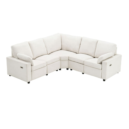 Power Recliner Sectional Sofa Home Theater Reclining Sofa With Two USB Ports, Two Storage Drawers For Living Room Hearth and Haven