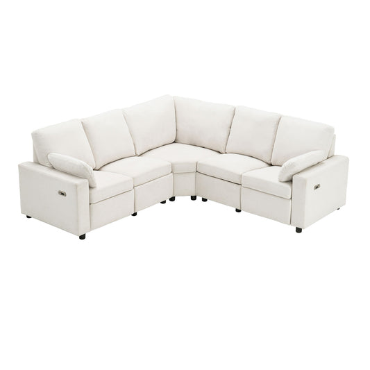 Power Recliner Sectional Sofa Home Theater Reclining Sofa With Two USB Ports, Two Storage Drawers For Living Room Hearth and Haven