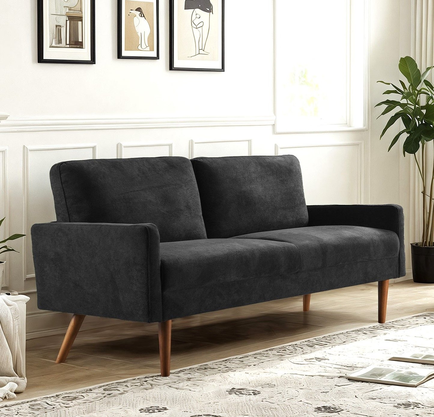 Sofa, European Style With Sleek Design, Modern & Vintage Flair, Upholstered 3 Seater Couch US Pride