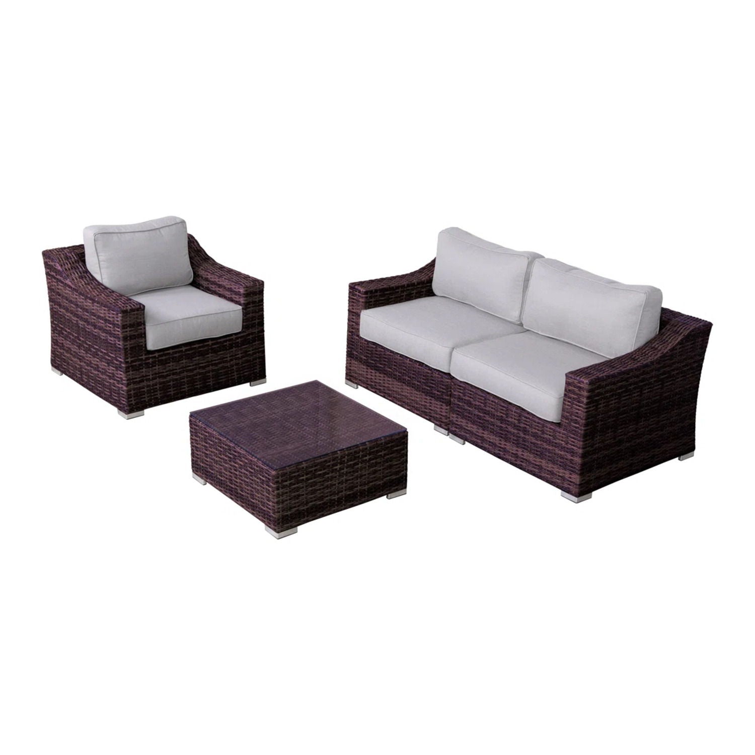 Outdoor Wicker Conversation Set With Cushions, All Weather LSI Patio Furniture