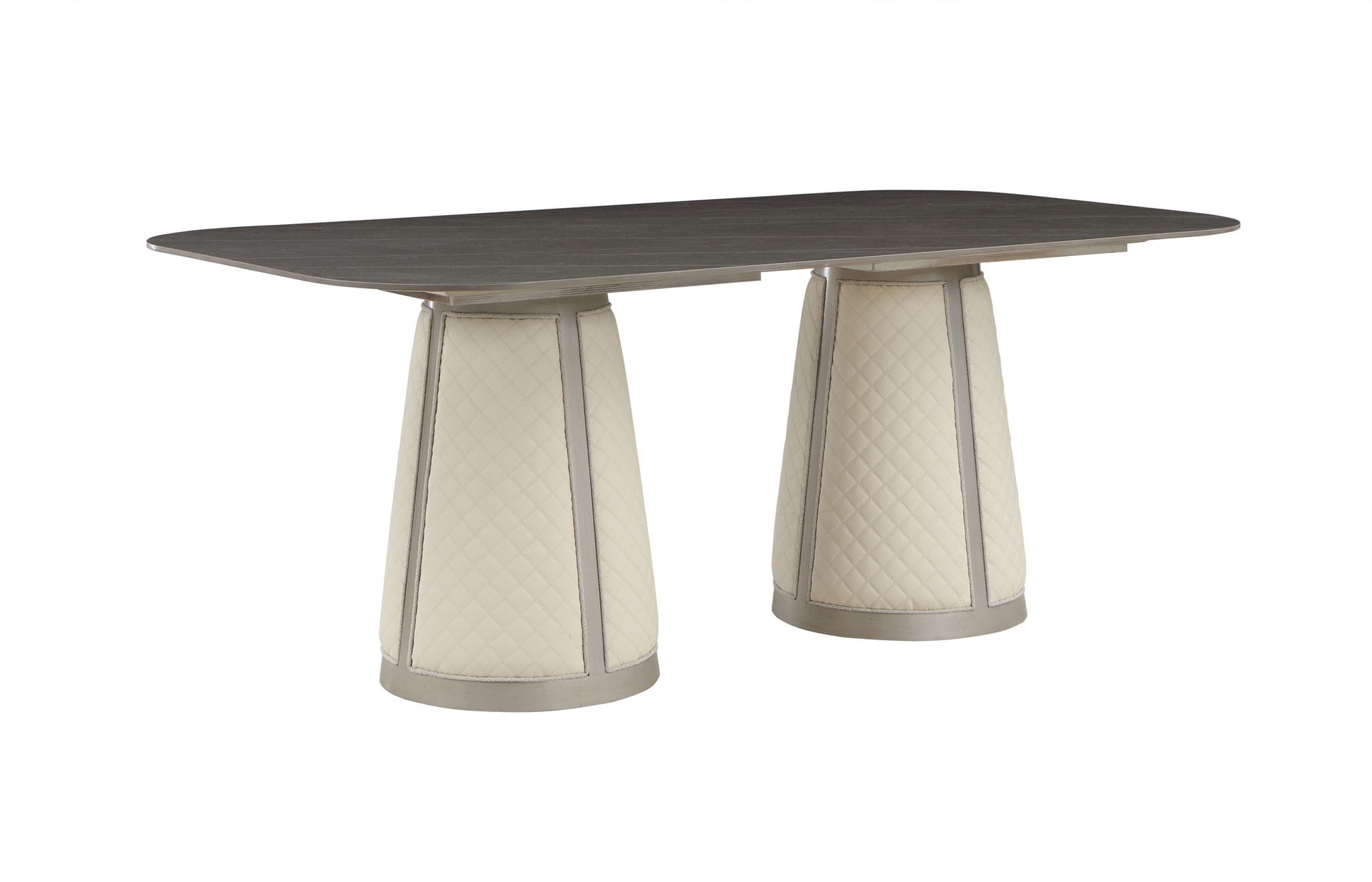 Kasa - Sintered Stone Top Dining Table - Stone Gray / Champagne Acme
