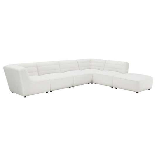 Nevve - 6 Piece Upholstered Tufted Sectional - Ivory Furniture Max