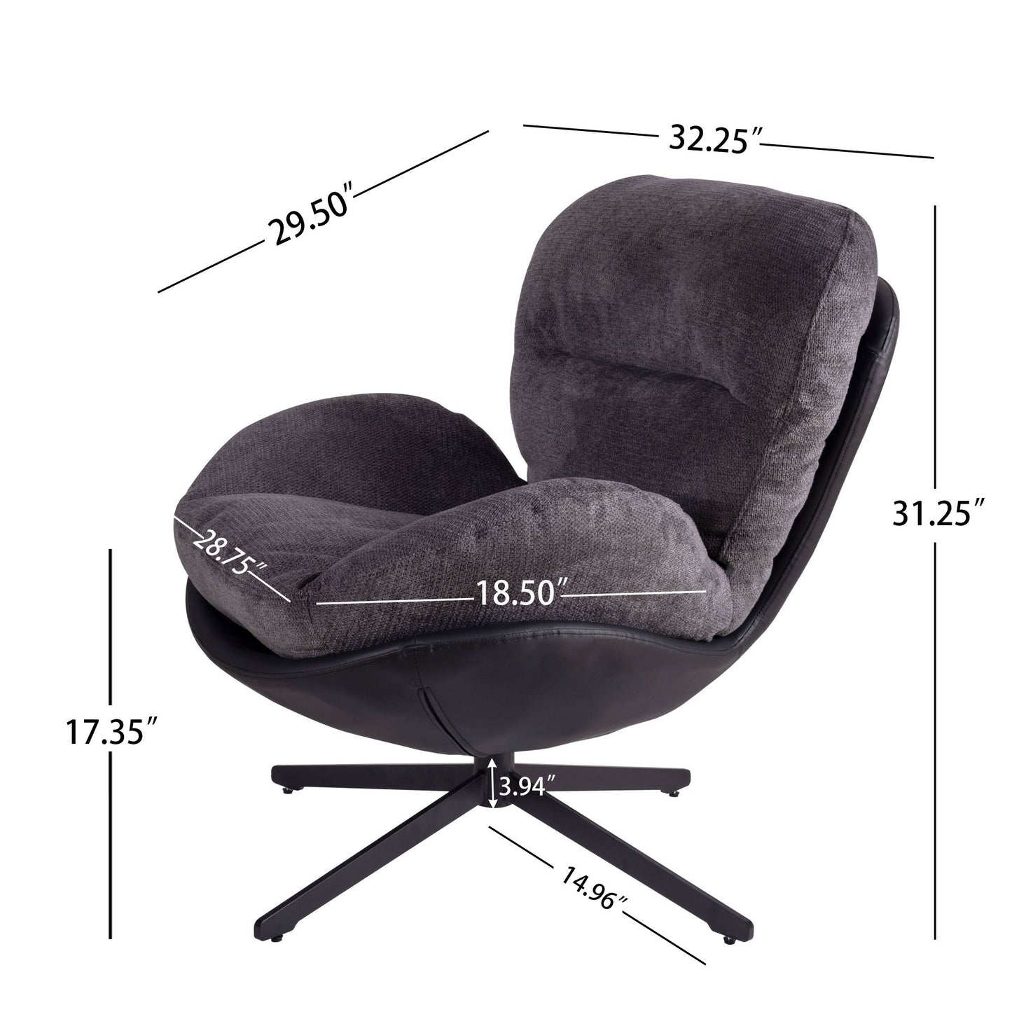 360° Swivel Office Chair, No Wheels Noble House