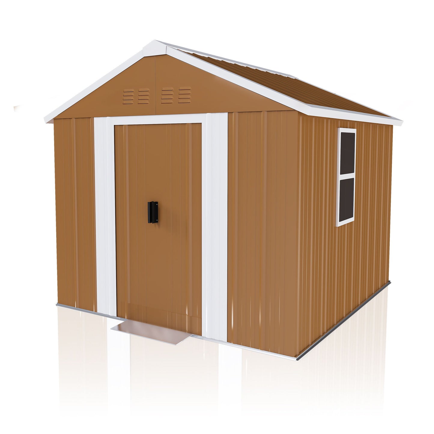 Heavy Duty Metal Storage Shed With Windows, Lockable Door & Ventilation, Weatherproof Outdoor Garden Shed For Backyard, Brown Iron 6X4 Ft Daily Nest