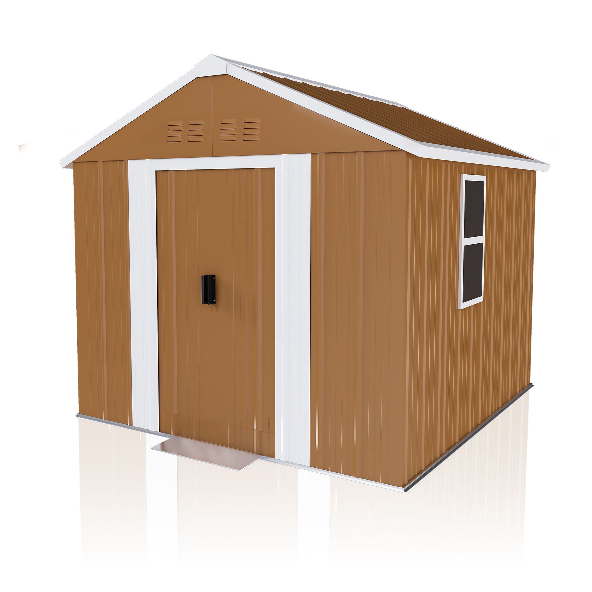 Heavy Duty Metal Storage Shed With Windows, Lockable Door & Ventilation, Weatherproof Outdoor Garden Shed For Backyard, Brown Iron 6X4 Ft Daily Nest