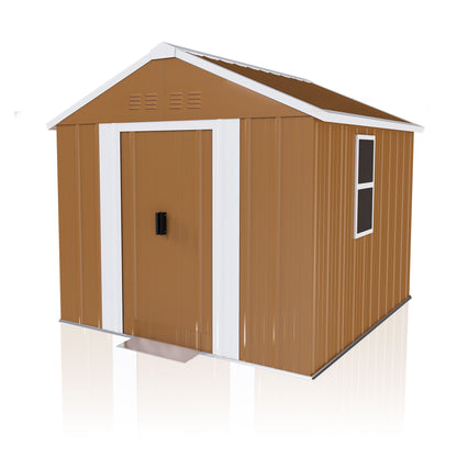 Heavy Duty Metal Storage Shed With Windows, Lockable Door & Ventilation, Weatherproof Outdoor Garden Shed For Backyard, Brown Iron 6X4 Ft Daily Nest
