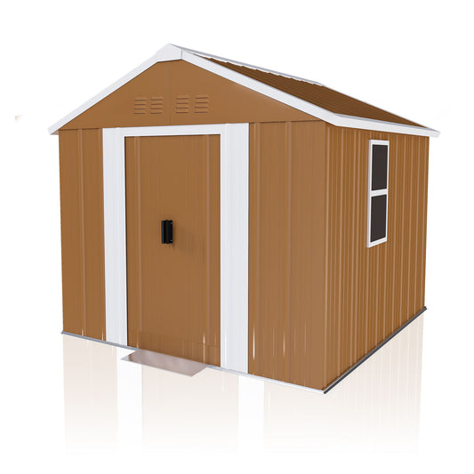 Heavy Duty Metal Storage Shed With Windows, Lockable Door & Ventilation, Weatherproof Outdoor Garden Shed For Backyard, Brown Iron 6X4 Ft Daily Nest