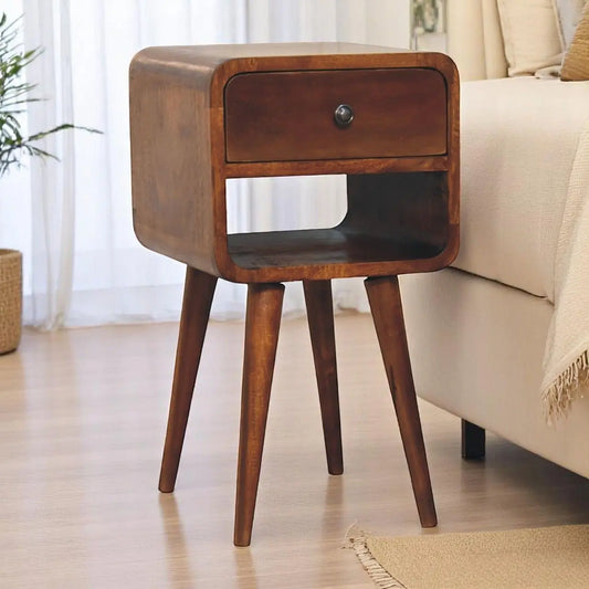 Mini Chestnut Curve Lower Bedside Nifhtstand Artisan Furniture