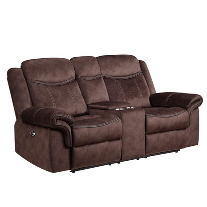 Jimny - Domino Power Console Reclining Loveseats With Power Switch Global Furniture USA